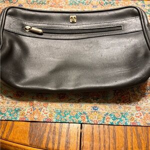 Versace Black Vintage Leather Clutch with Gold Accents
